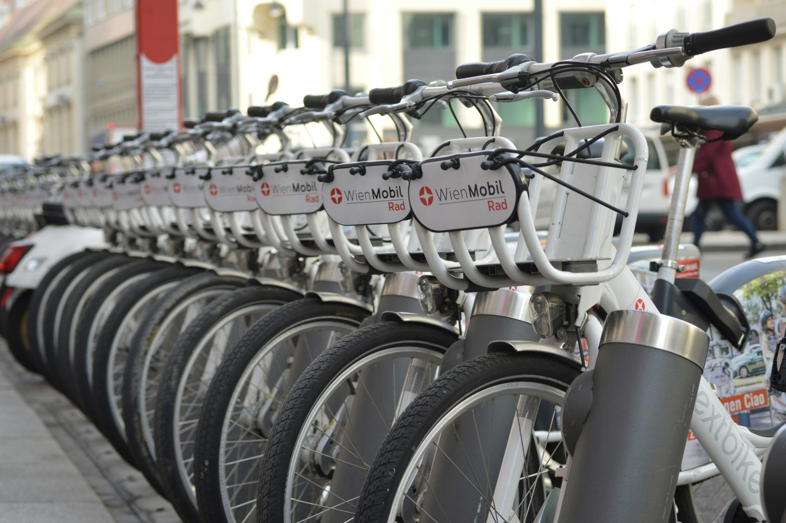 A row of bicycles parked next to each other